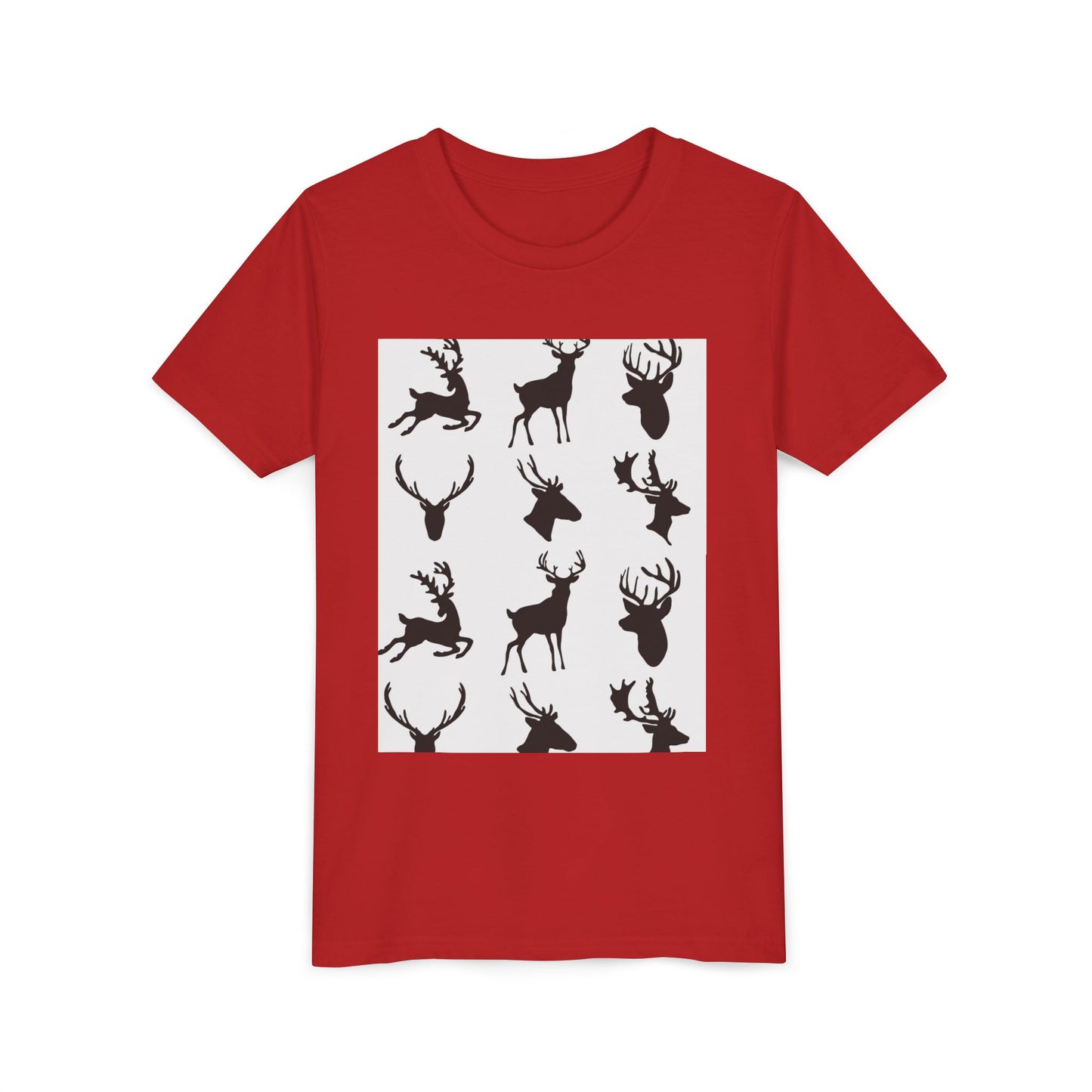 Youth Short Sleeve Tee - Stylish Reindeer Silhouettes for Winter Celebrations