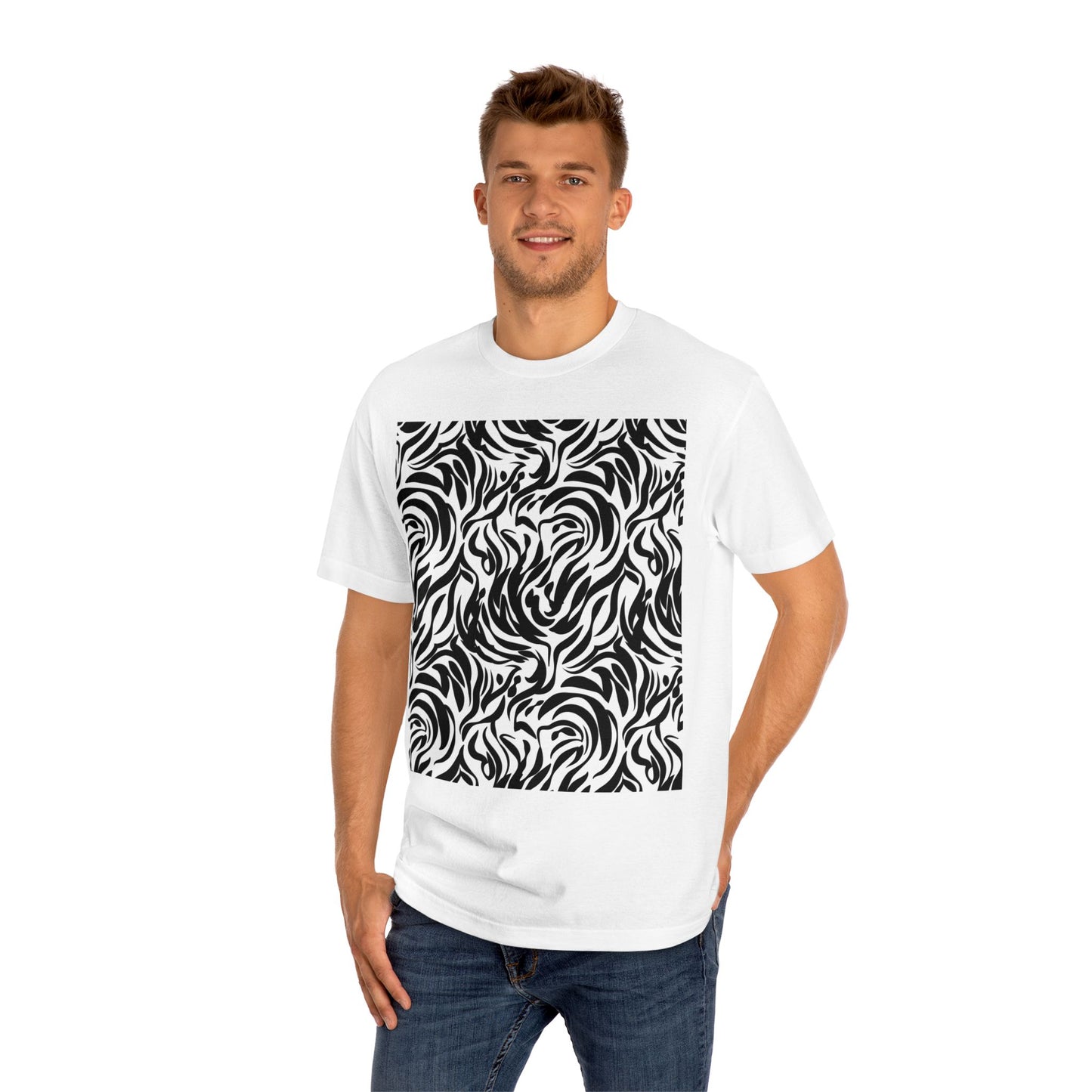 Black and White Abstract Waves Unisex Classic Tee