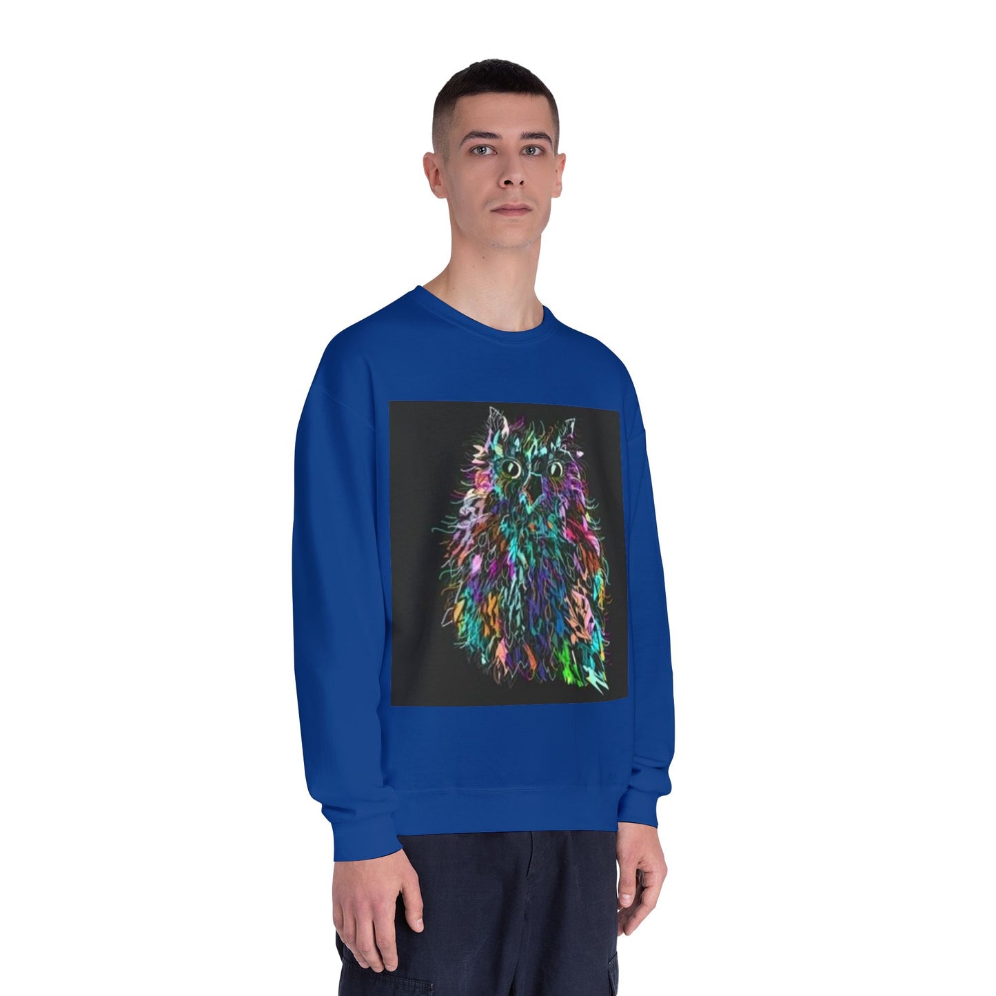 Colorful Cat Graphic Unisex Crewneck Sweatshirt