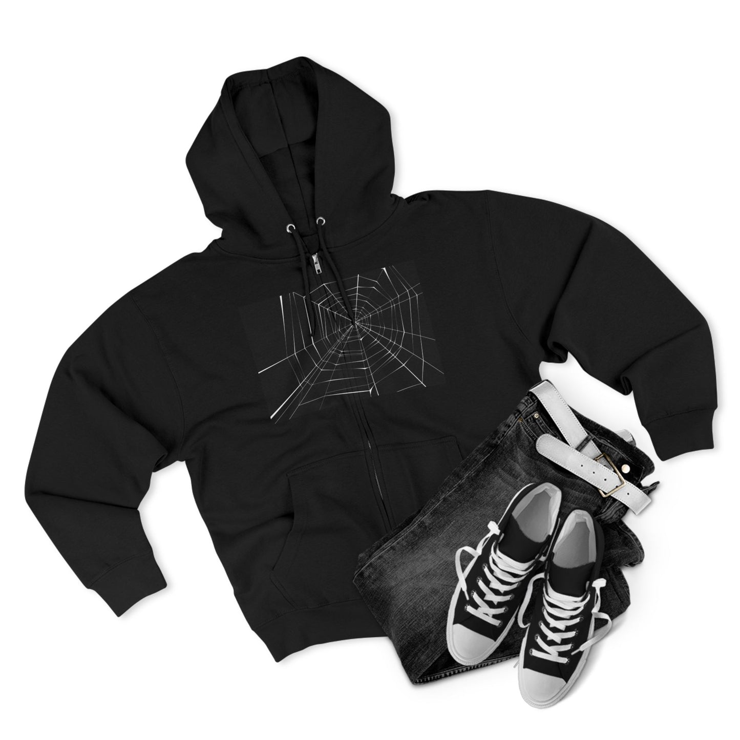 Sleek Spiderweb Unisex Zip Hoodie – Perfect for Halloween or Casual Wear