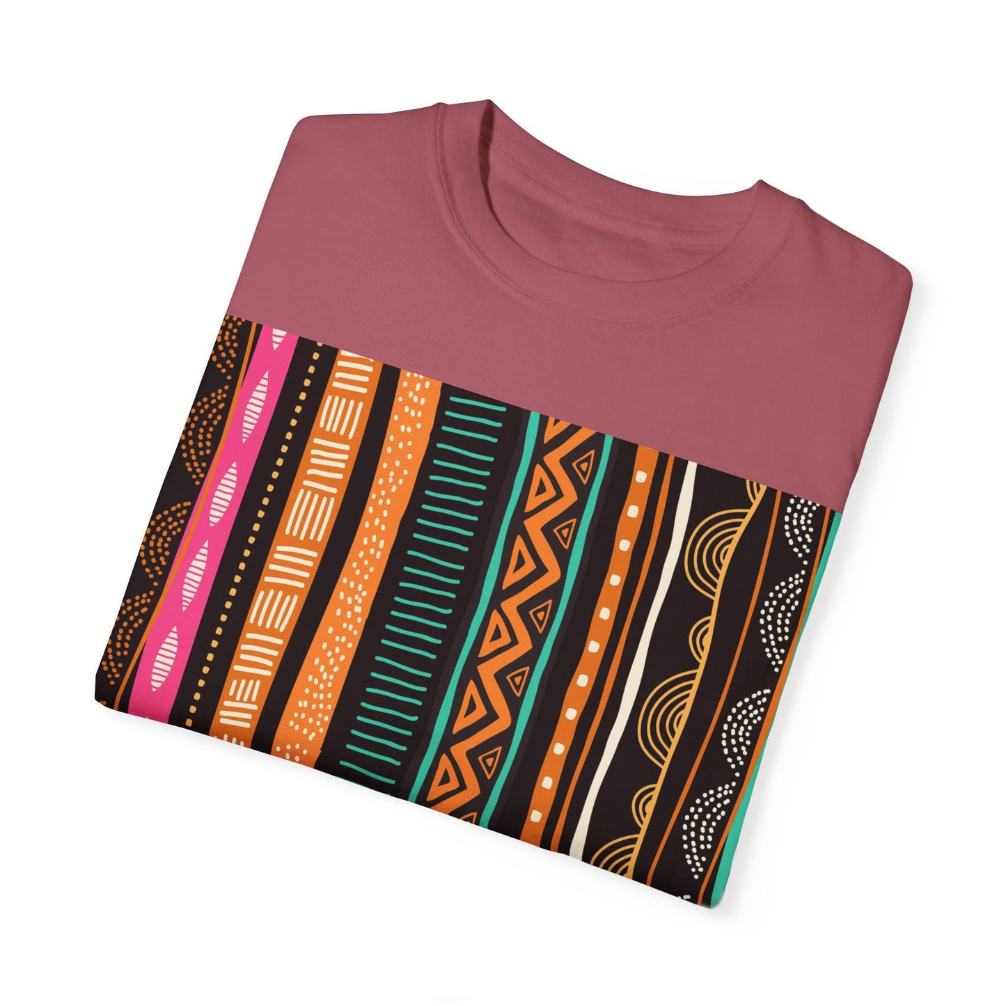 Vibrant Graphic Unisex T-Shirt - Colorful Tribal Stripes Design