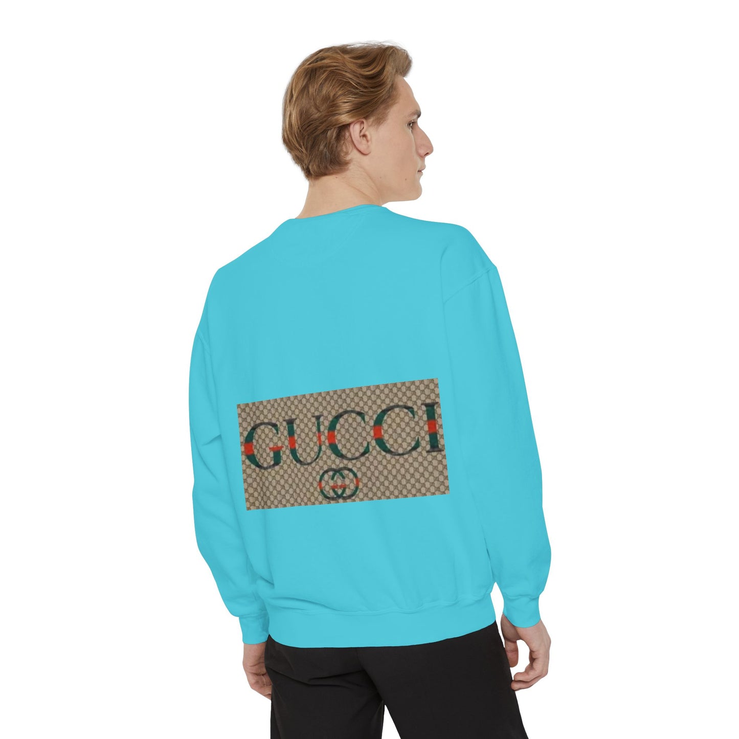 Fashionable Unisex Garment-Dyed Sweatshirt with GUCCI Design