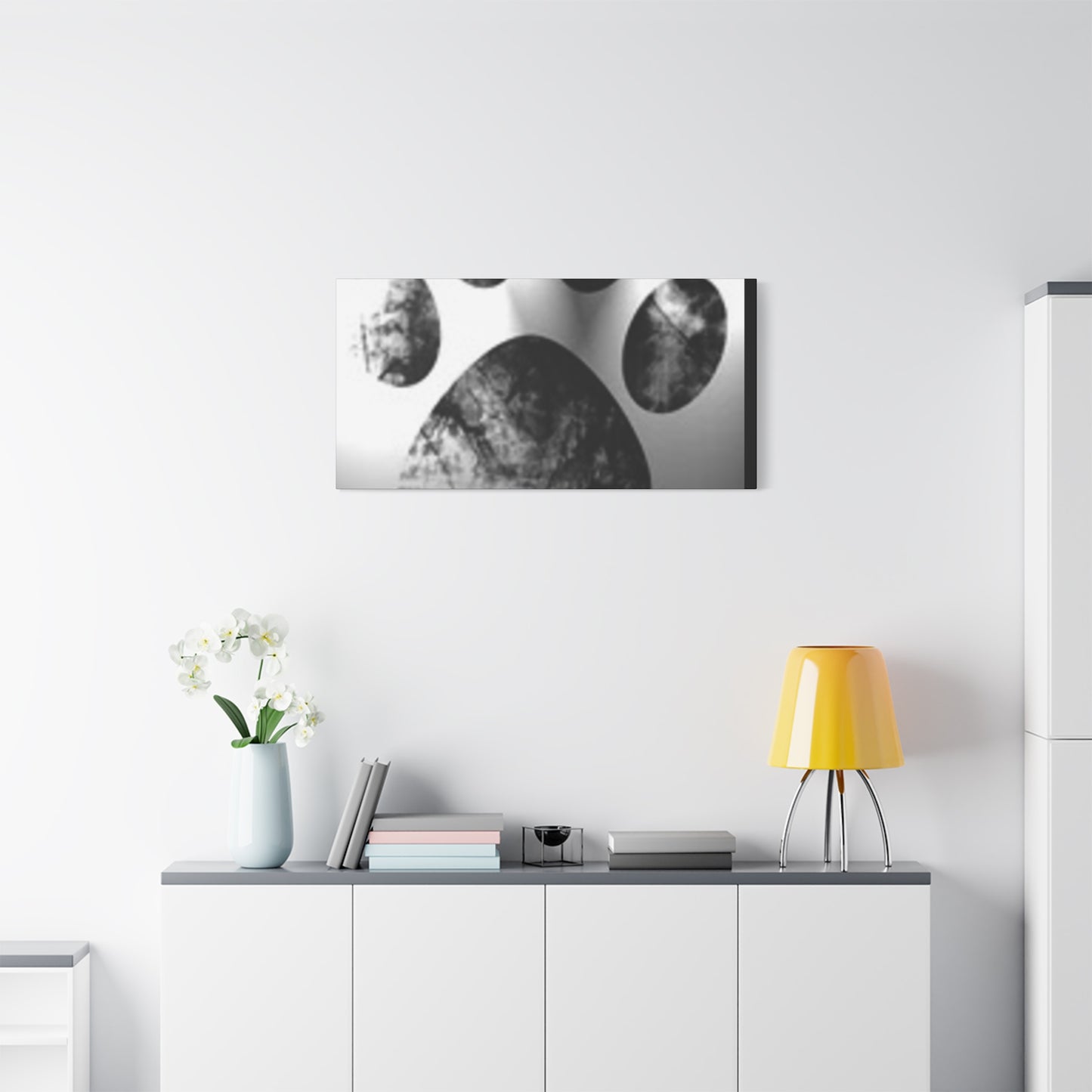 Black Paw Print Canvas Art - Modern Animal Decor for Pet Lovers