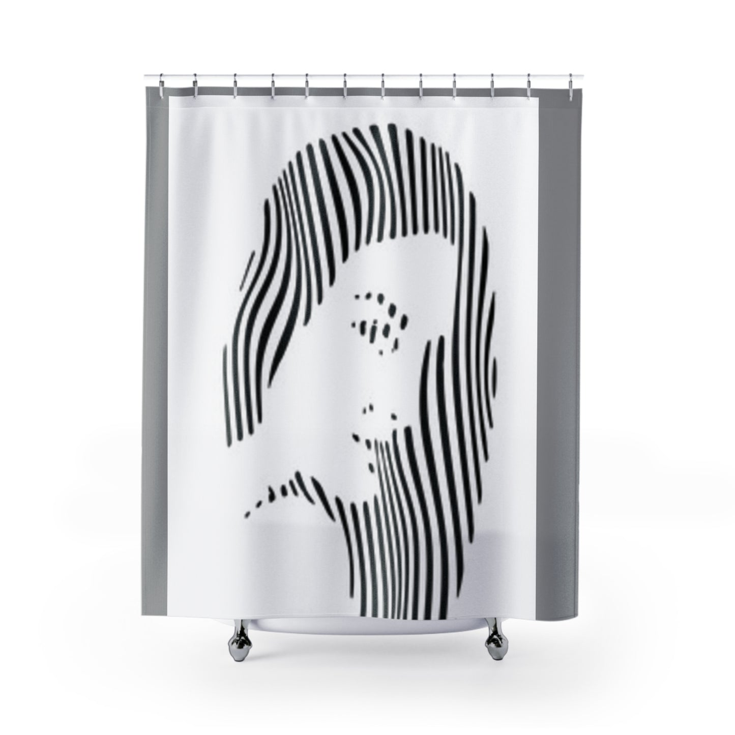 Modern Abstract Shower Curtain - Minimalist Black and White Design