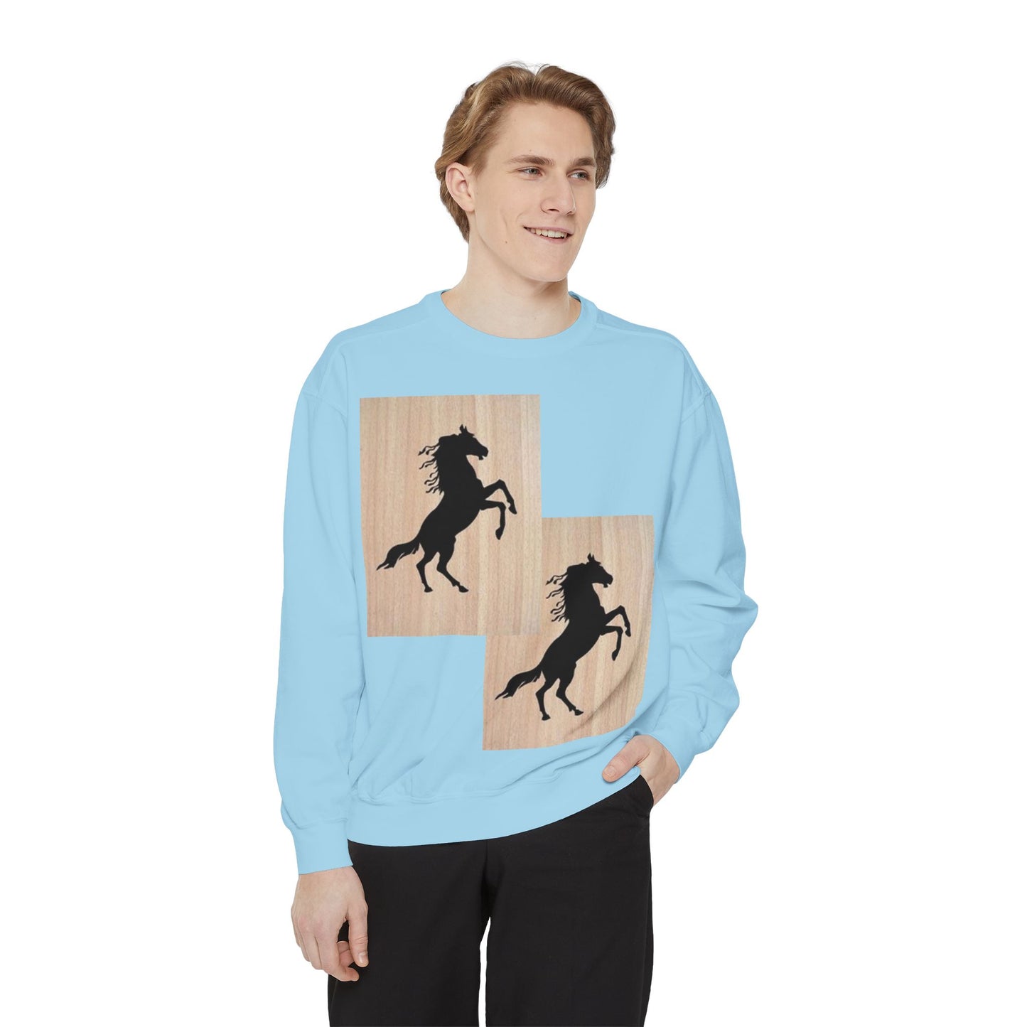 Equestrian Spirit Unisex Garment-Dyed Sweatshirt - Bold Horse Design