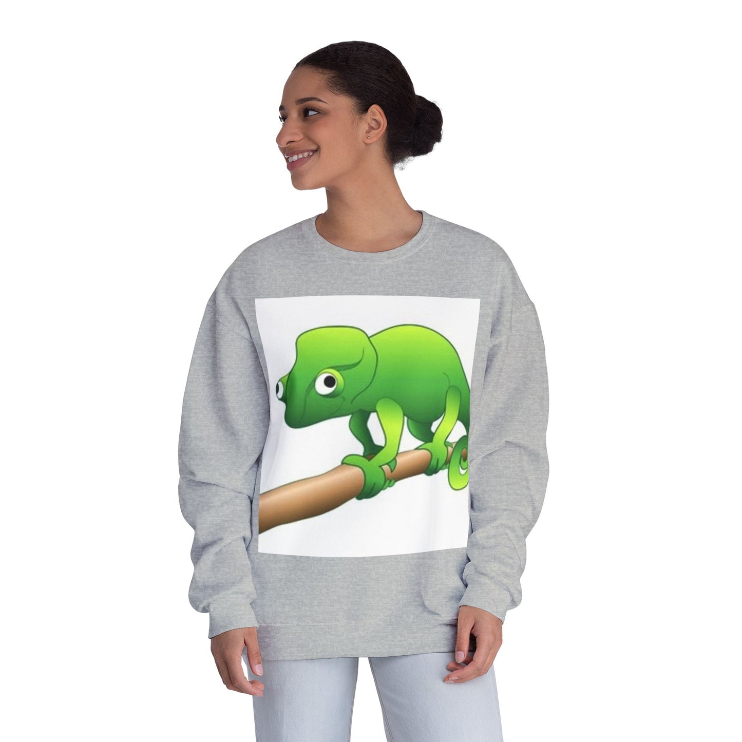 Charming Green Chameleon Sweatshirt - Cozy Unisex Crewneck for Nature Lovers