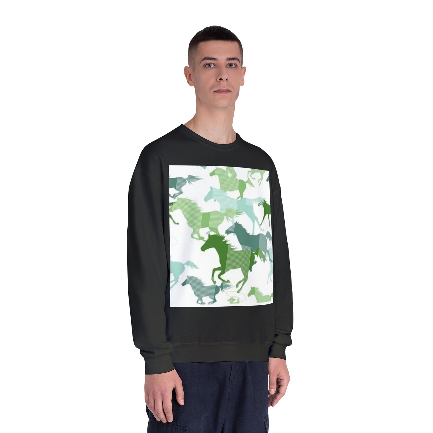 Equestrian Spirit Unisex Crewneck Sweatshirt - Green Horse Design