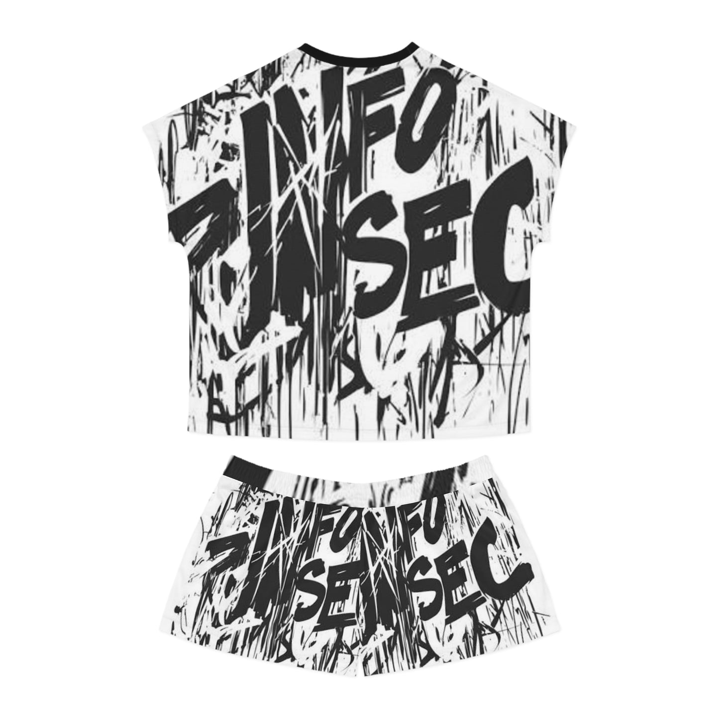 Chic Women's Short Pajama Set - Trendy Graphic Loungewear for Relaxation