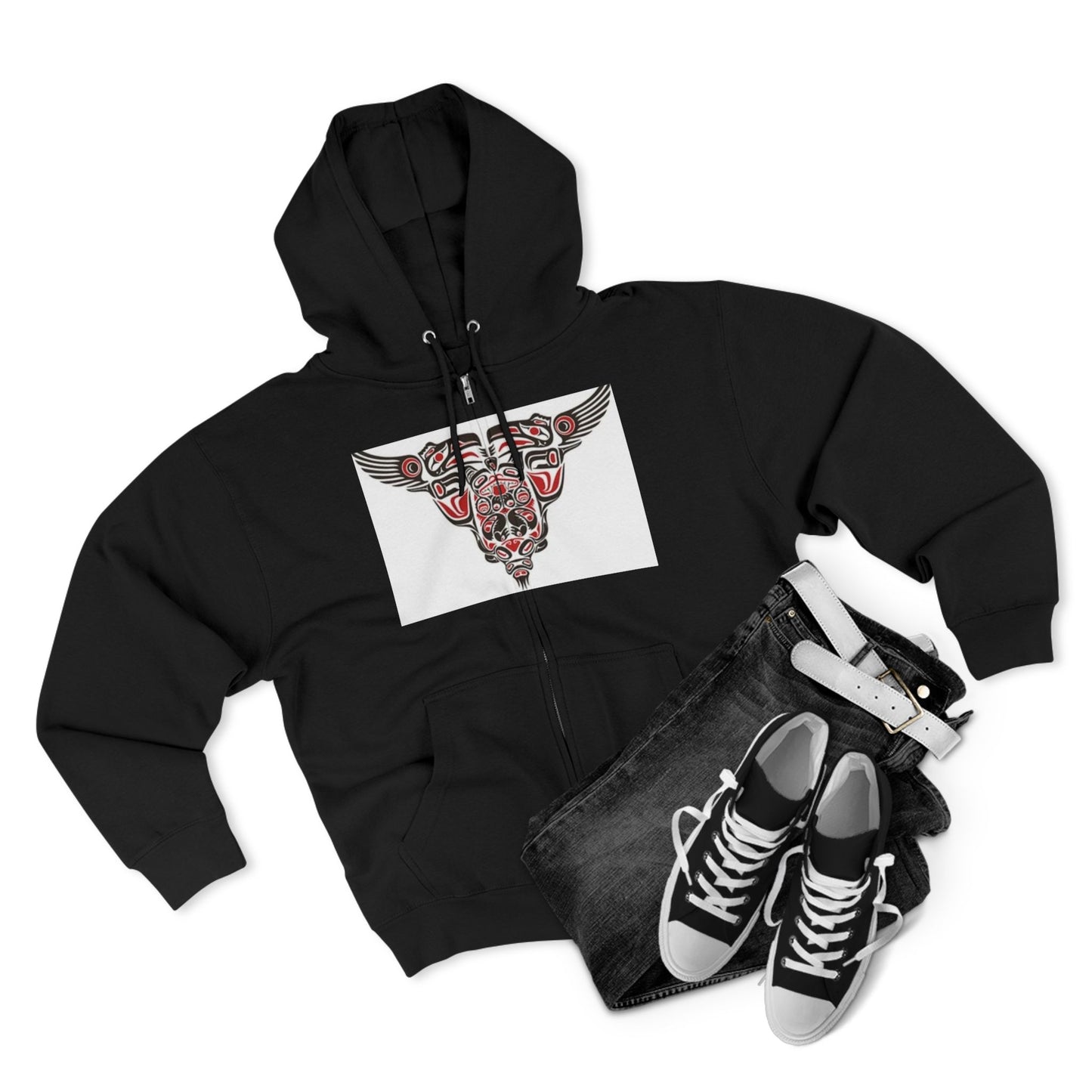 Artistic Tribal Unisex Zip Hoodie - Unique Modern Design