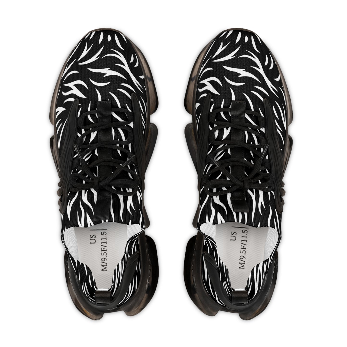 Stylish Black and White Mesh Sneakers for Men - Trendy Athletic Footwear