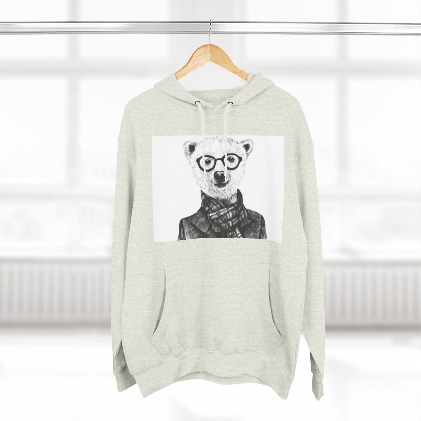 Cute Polar Bear Hoodie - Cozy Fleece with Glasses Design