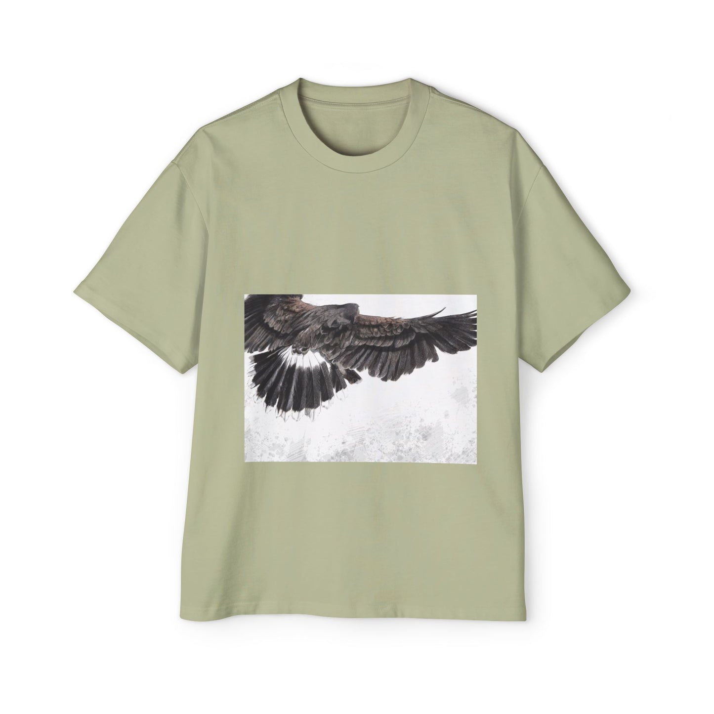 Men's Heavy Oversized Tee - Bold Eagle and Skull Print