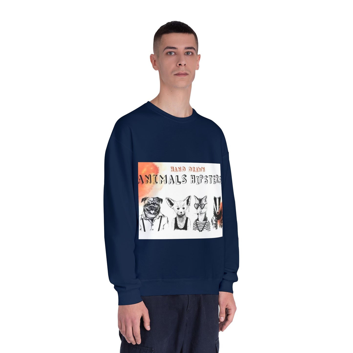 Hand Drawn Animals Hipsters Unisex Crewneck Sweatshirt
