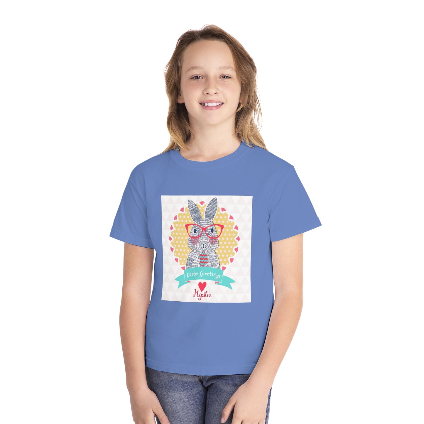 Youth Easter Bunny Tee - 'Easter Greetings' Design