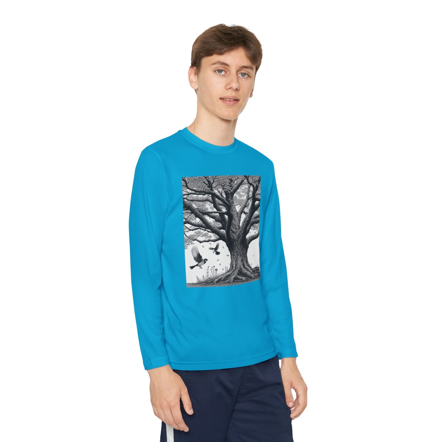 Youth Long Sleeve Tree Graphic Tee - Nature Inspired Design