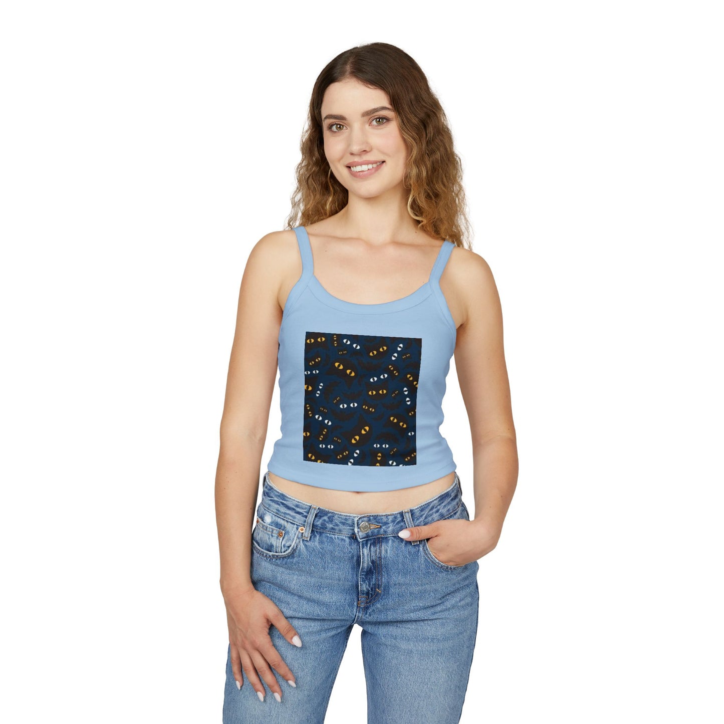 Playful Cat Eyes Spaghetti Strap Tank Top for Cat Lovers