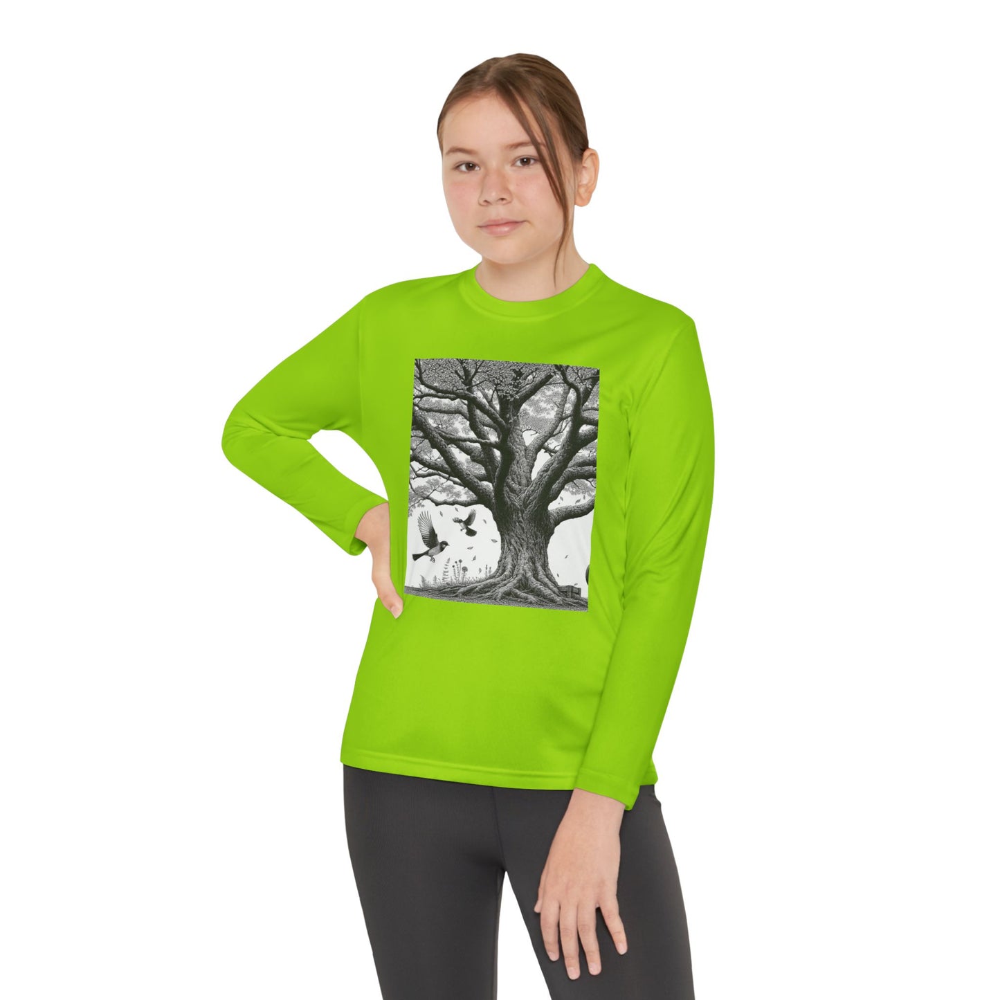 Youth Long Sleeve Tree Graphic Tee - Nature Inspired Design