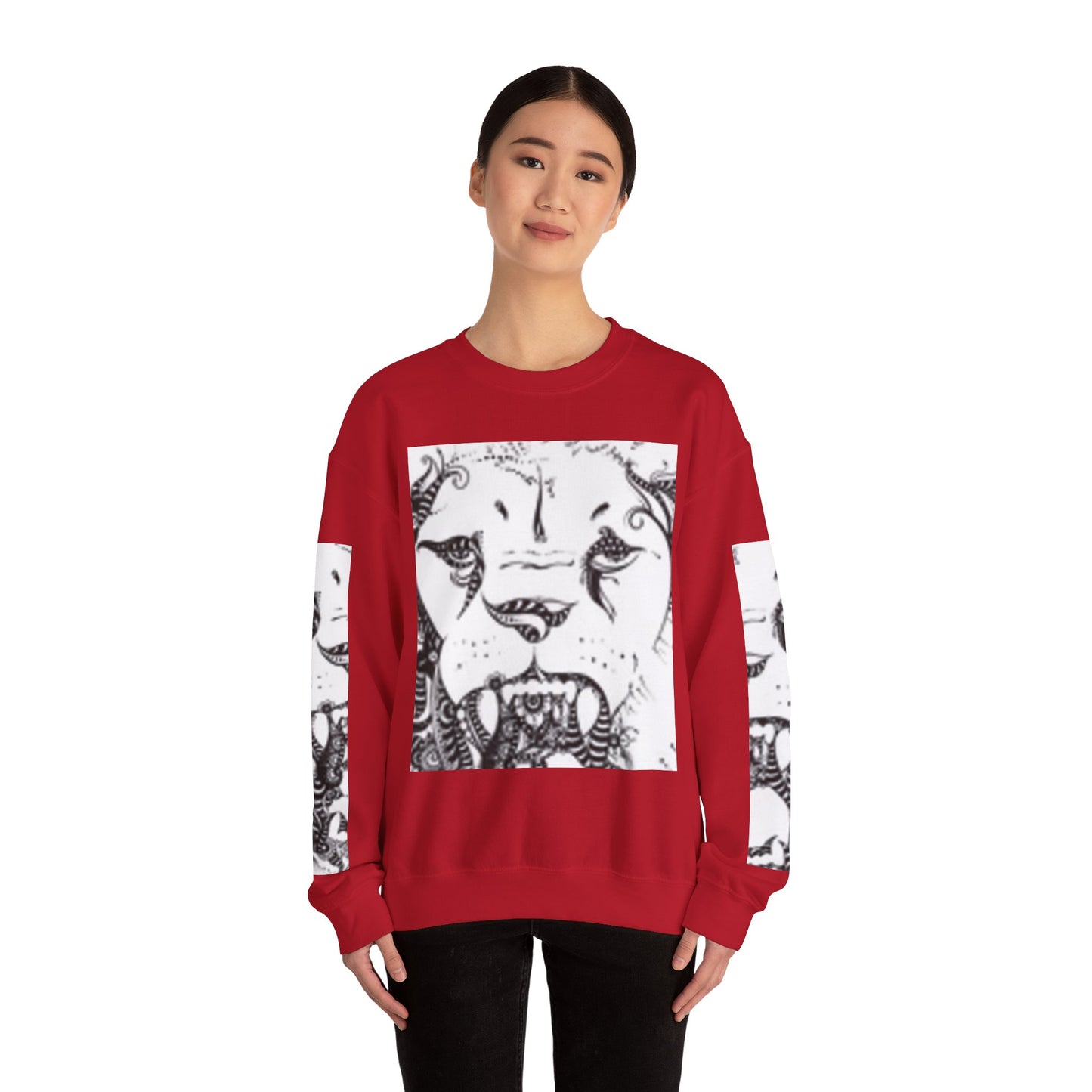 Wild Spirit Lion Graphic Crewneck Sweatshirt | Unisex Heavy Blend