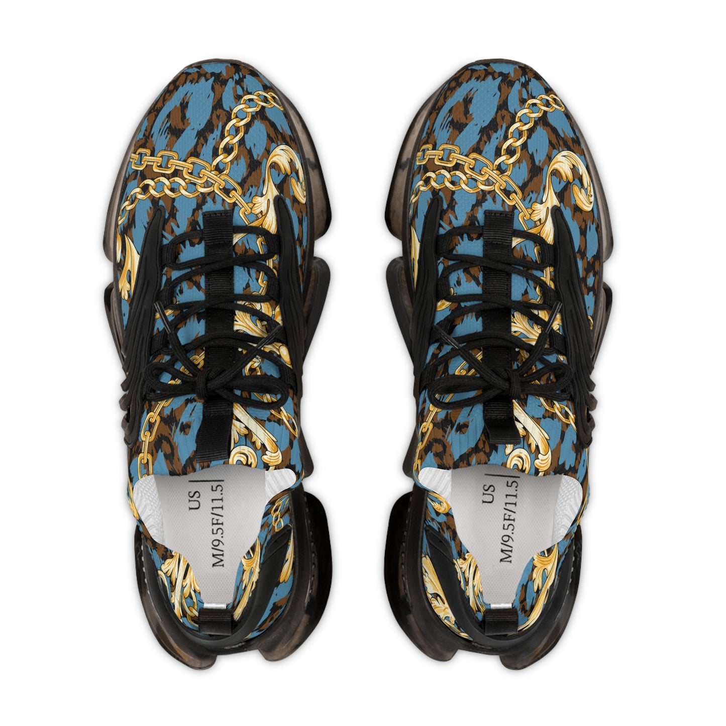Stylish Men's Mesh Sneakers with Gold Chain Design - Trendy Athletic Footwear