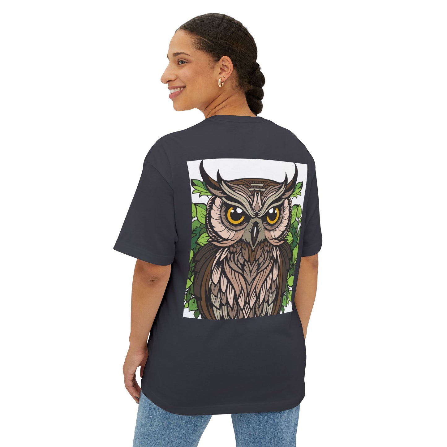Wildlife Graphic Oversized T-Shirt - Snake & Owl Design
