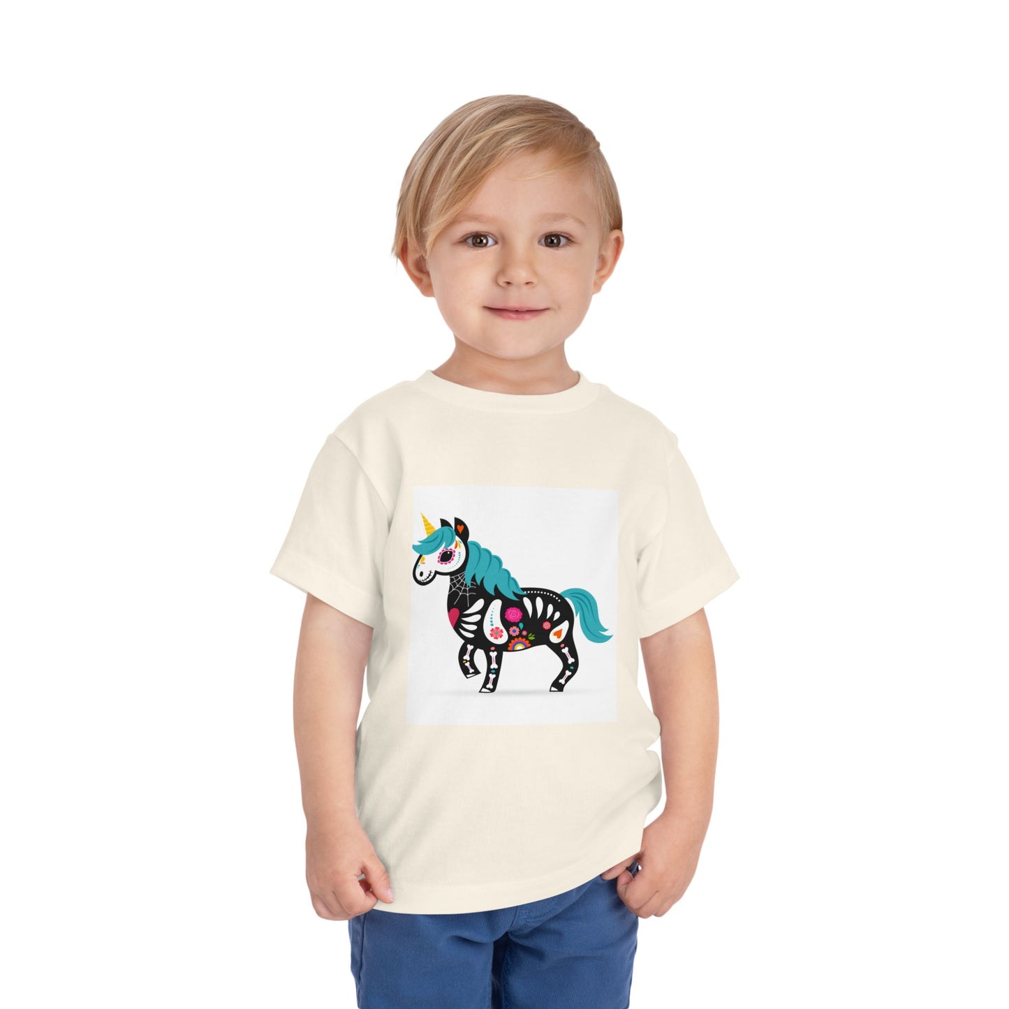 Toddler Skeleton Unicorn Tee - Cute Halloween Short Sleeve Shirt