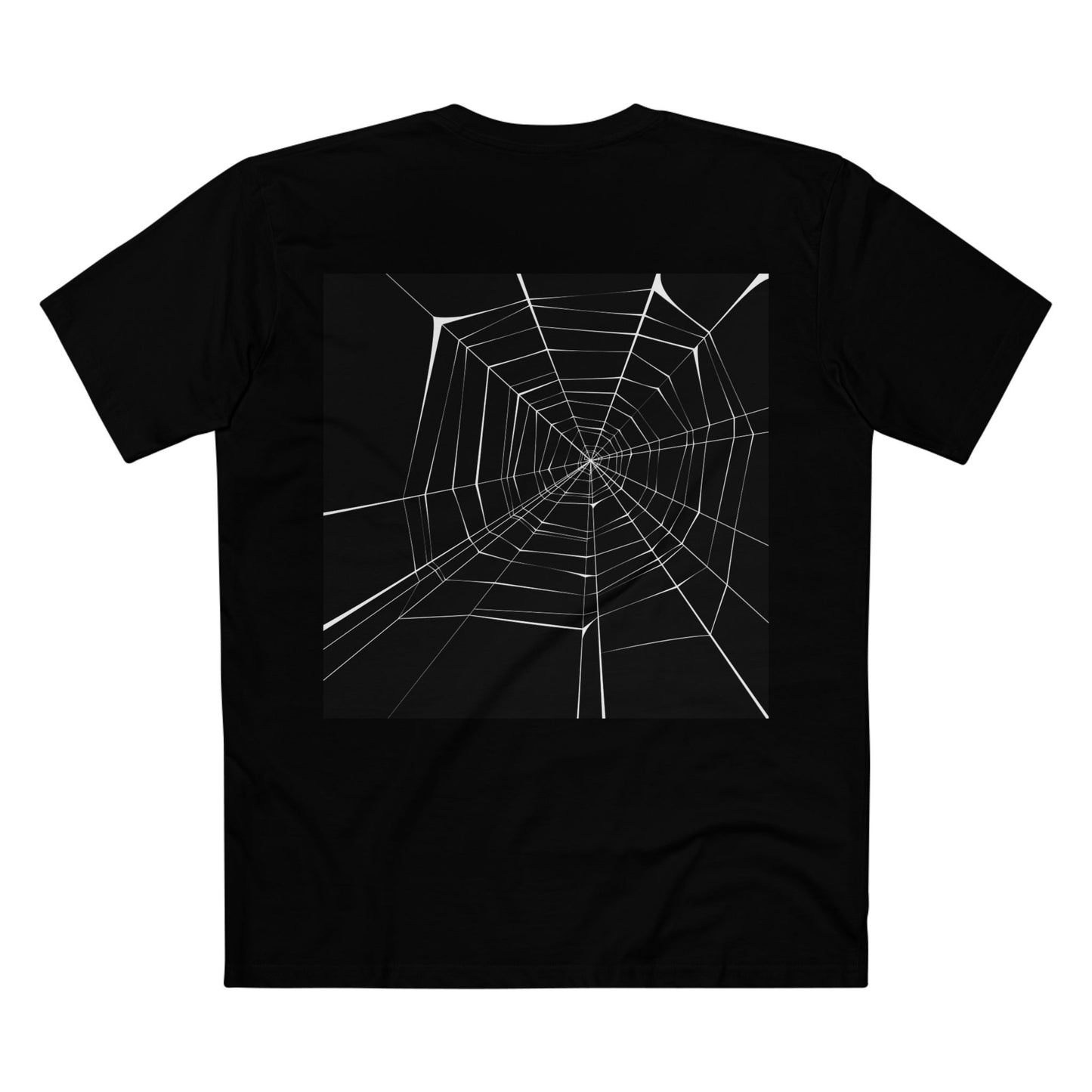 Geometric Deer & Spider Web Adult Staple Tee - Nature-Inspired Graphic T-Shirt for Outdoor Enthusiasts