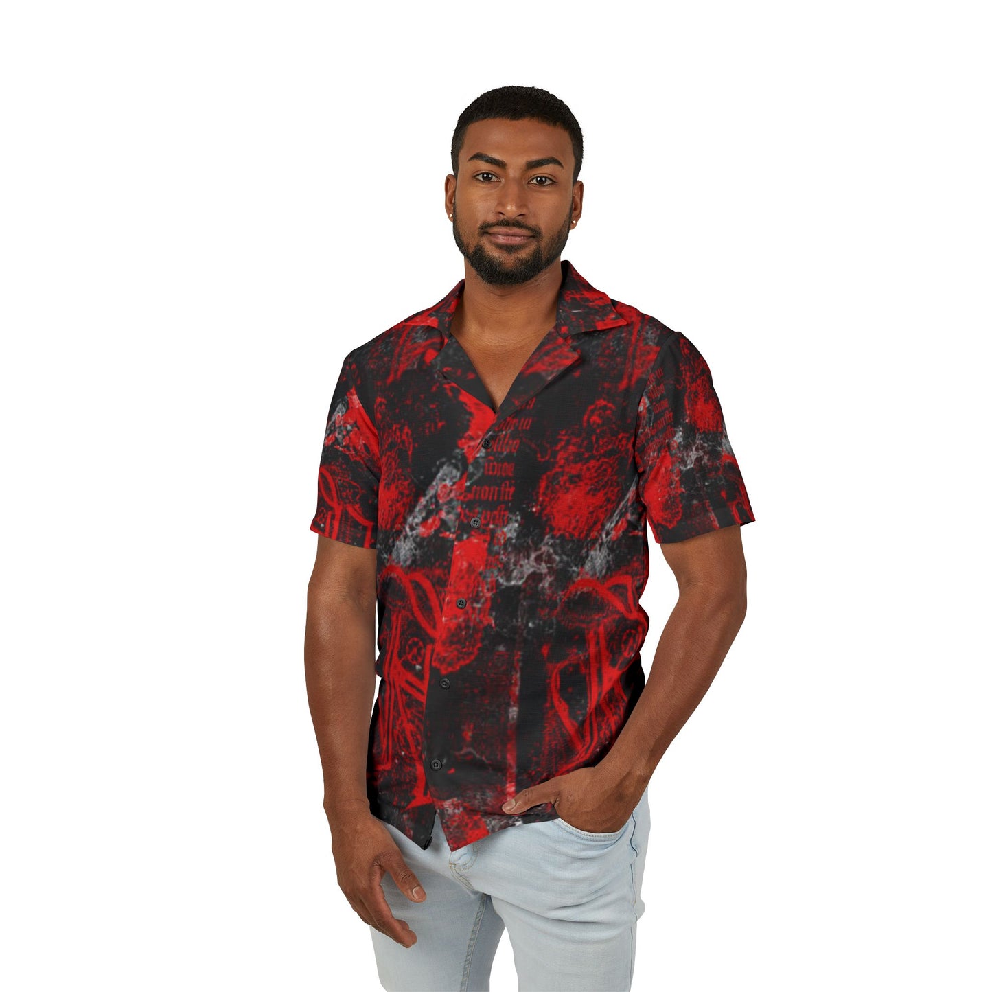 Bold Graphic Men's Hawaiian Camp Shirt - Perfect for Summer Gatherings