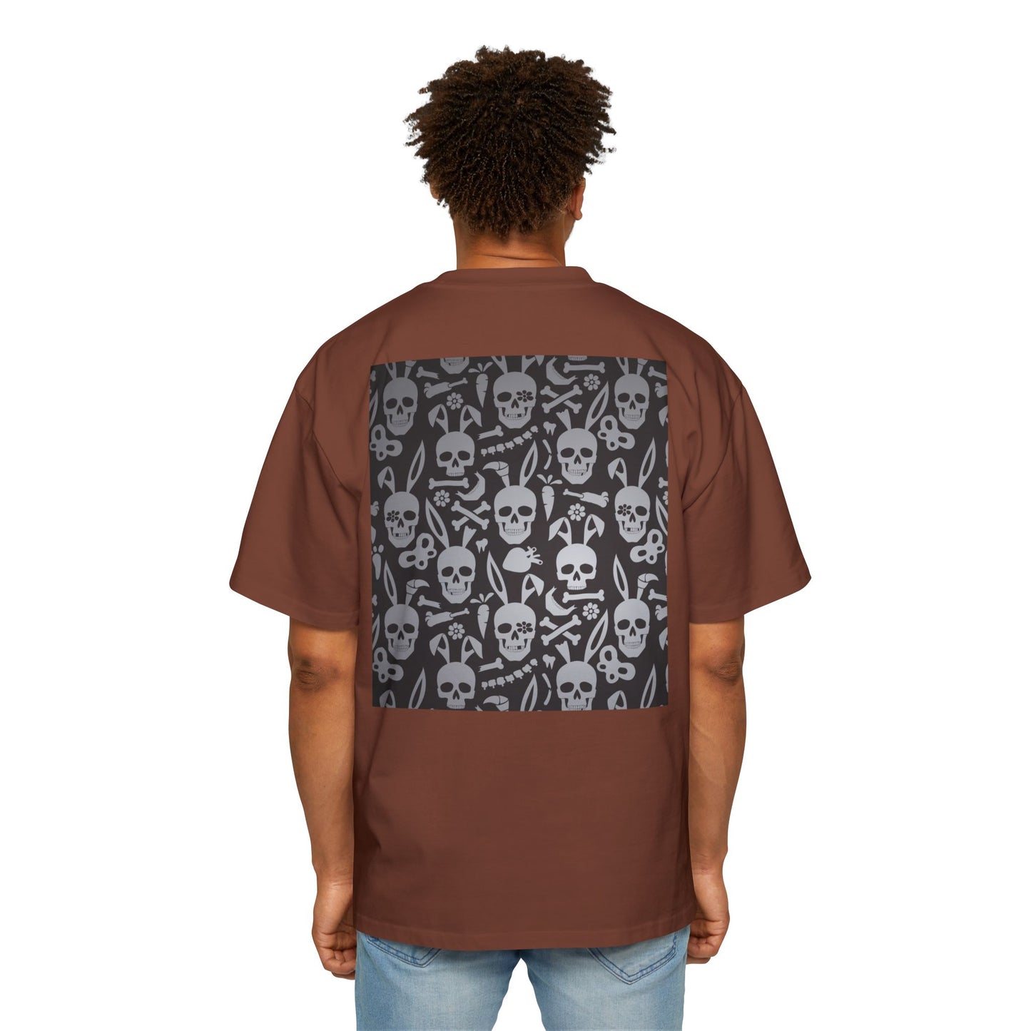 Men's Heavy Oversized Tee - Bold Eagle and Skull Print