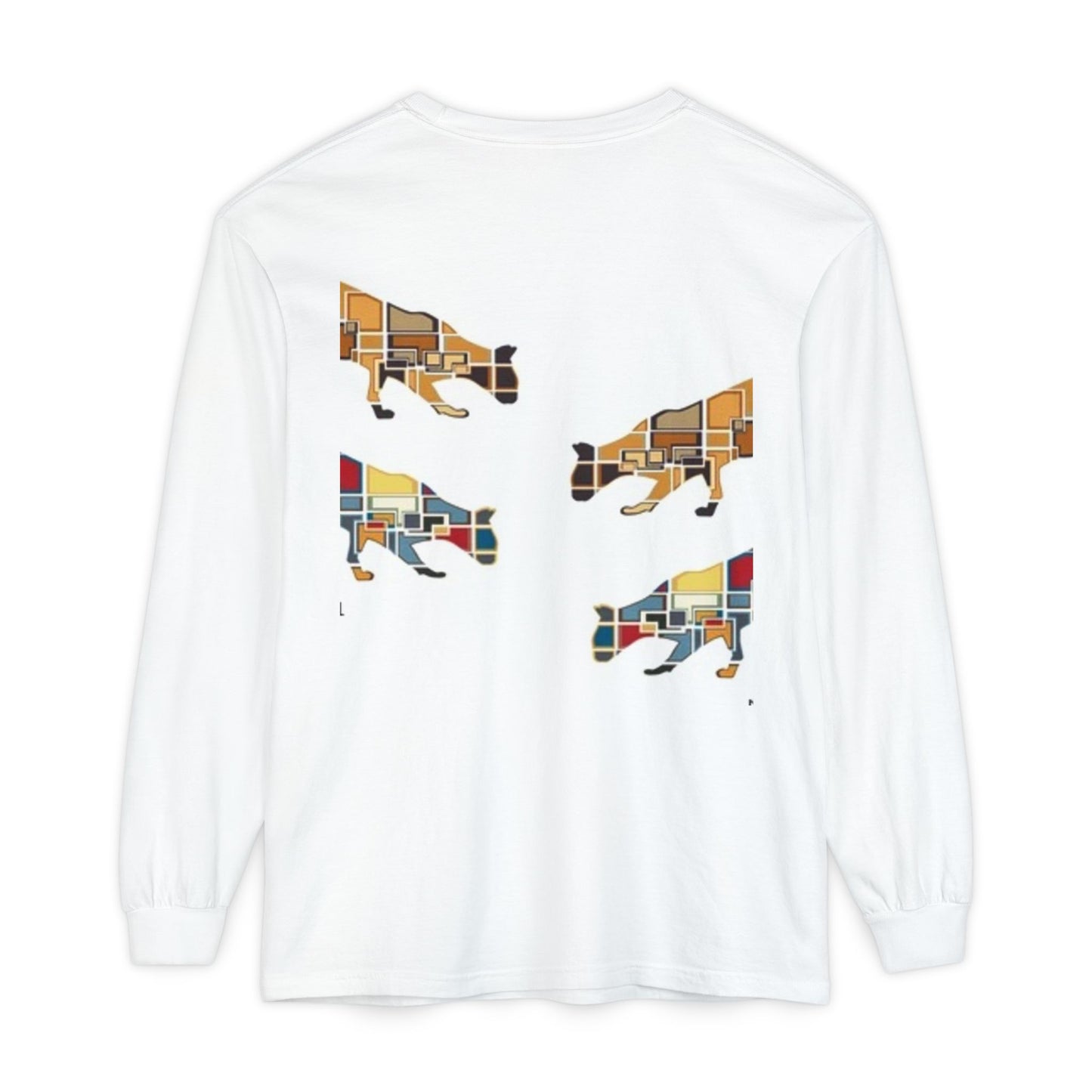 Artful Cat Silhouette Long Sleeve T-Shirt - Perfect for Animal Lovers