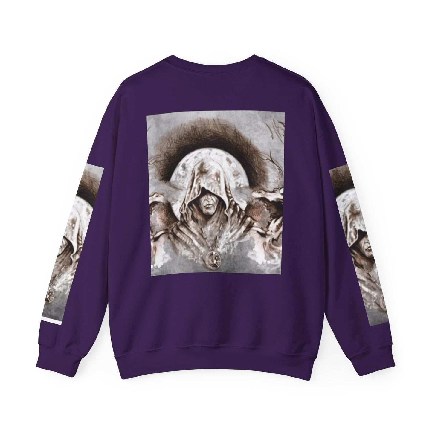 Mystical Hooded Figure Unisex Crewneck Sweatshirt - Fantasy Apparel for Dreamers