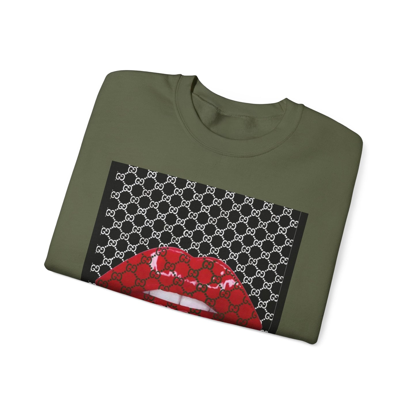 Trendy Unisex Graphic Crewneck Sweatshirt with Lip Design