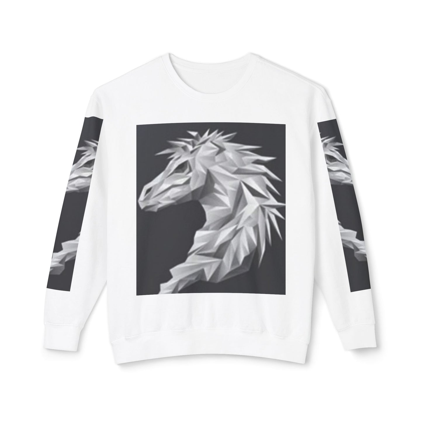 Unisex Lightweight Crewneck Sweatshirt - Stylish Geometric Horse Design