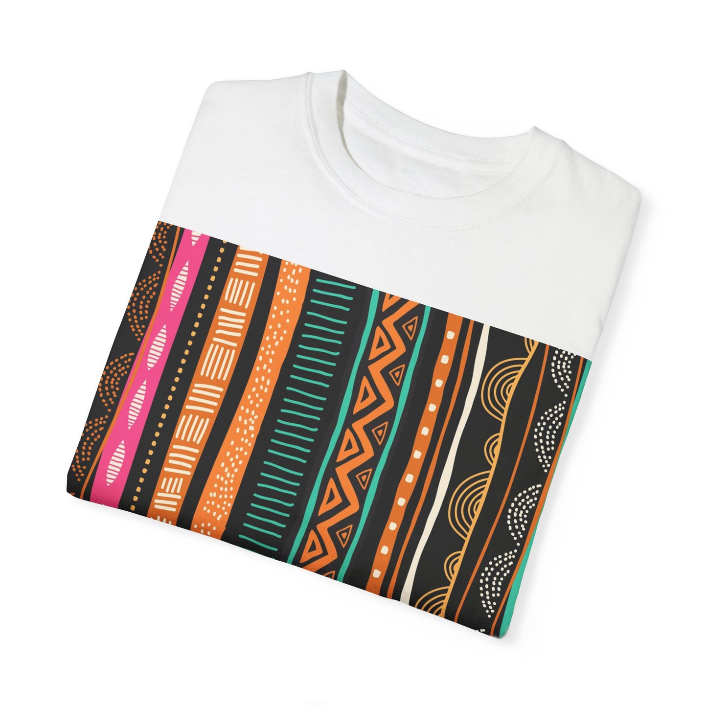 Vibrant Graphic Unisex T-Shirt - Colorful Tribal Stripes Design