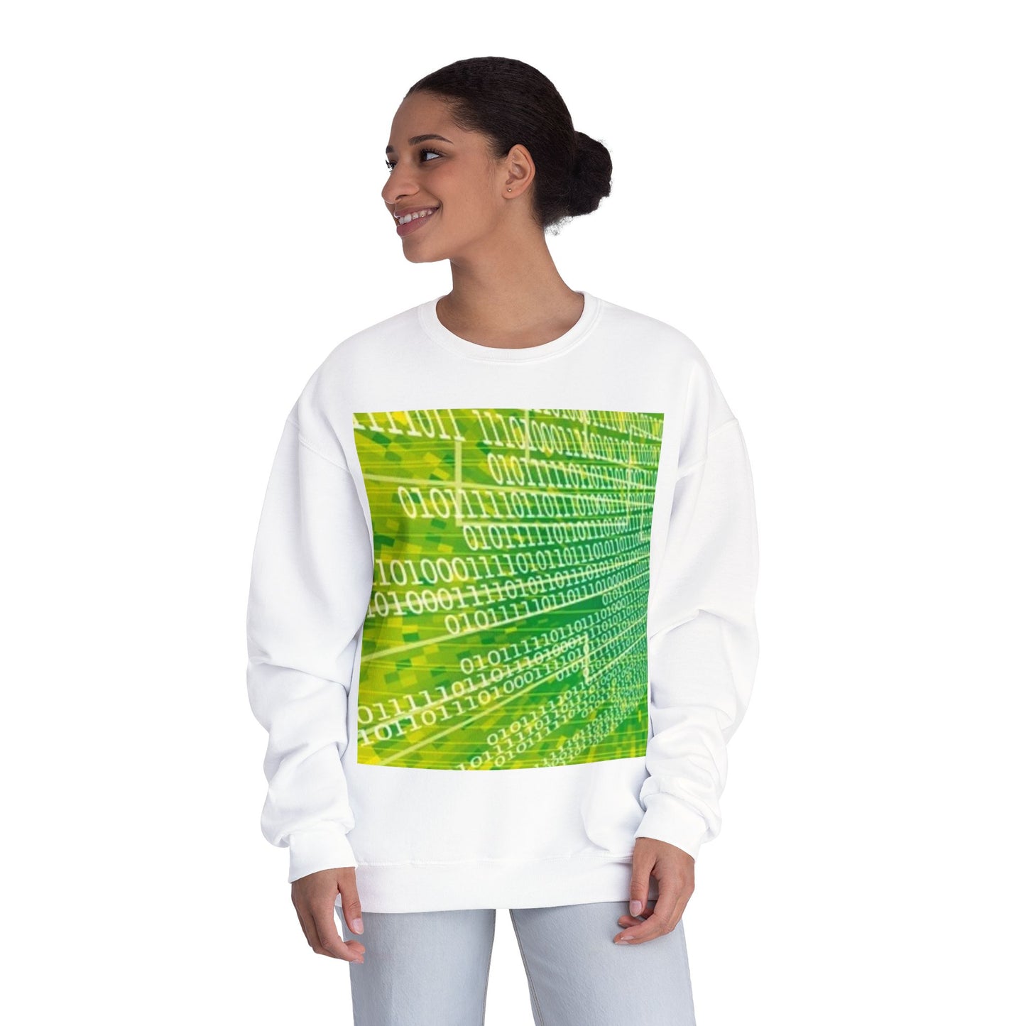 Binary Code Inspired Unisex Crewneck Sweatshirt - Tech Vibe for Cyber Enthusiasts