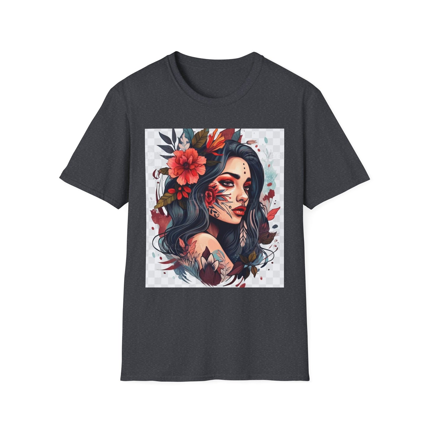 Bold Floral Art Unisex Softstyle T-Shirt