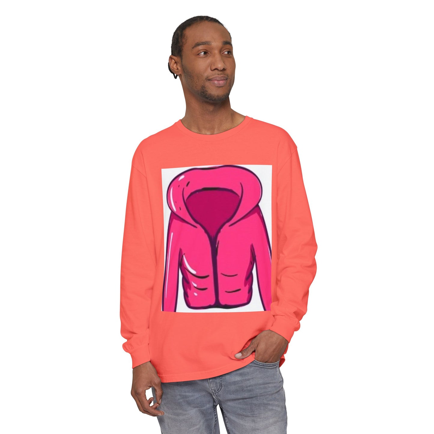 Unisex Garment-Dyed Long Sleeve T-Shirt - Cute Hoodie Print for Casual Wear
