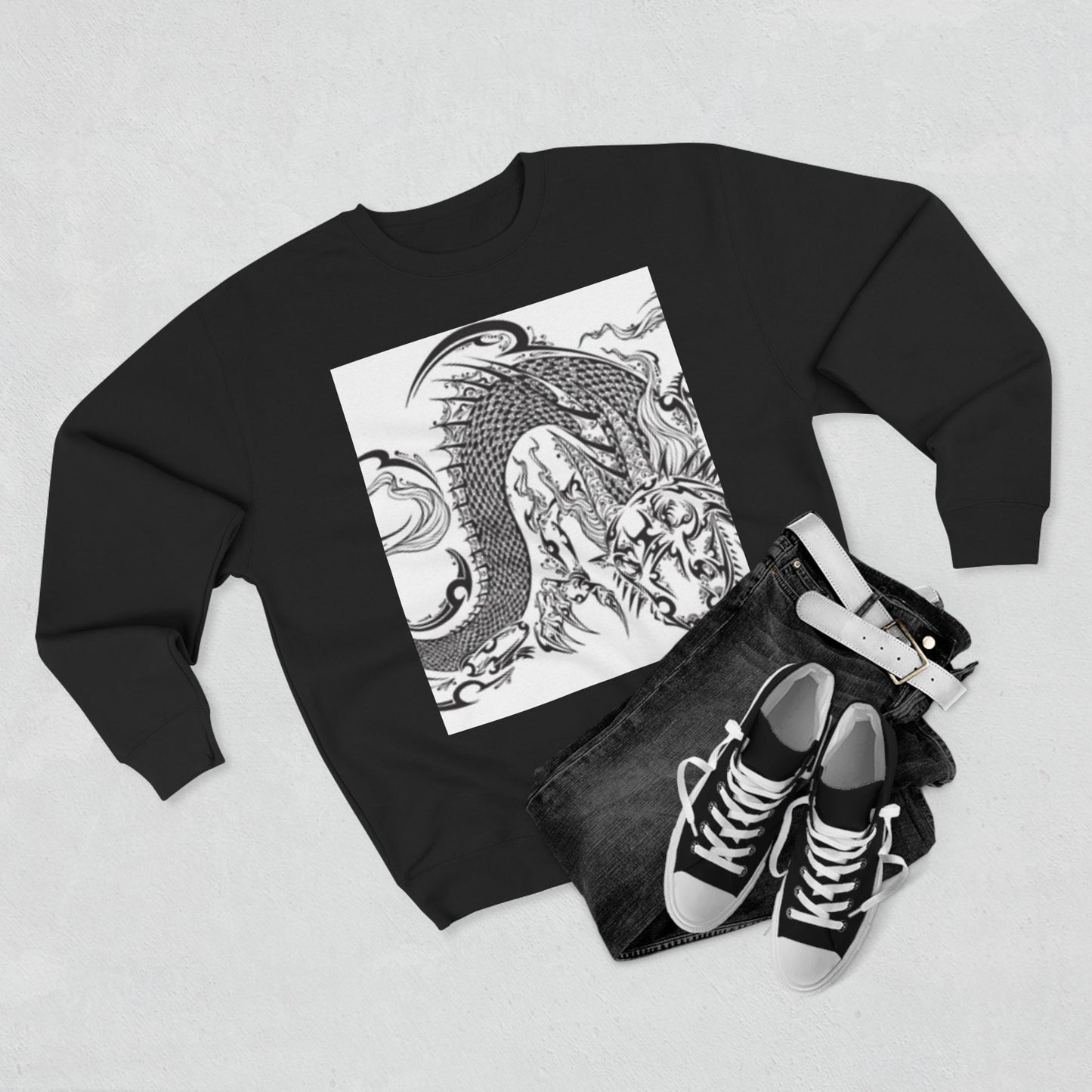 Dragon Art Unisex Crewneck Sweatshirt - Bold Tattoo Design