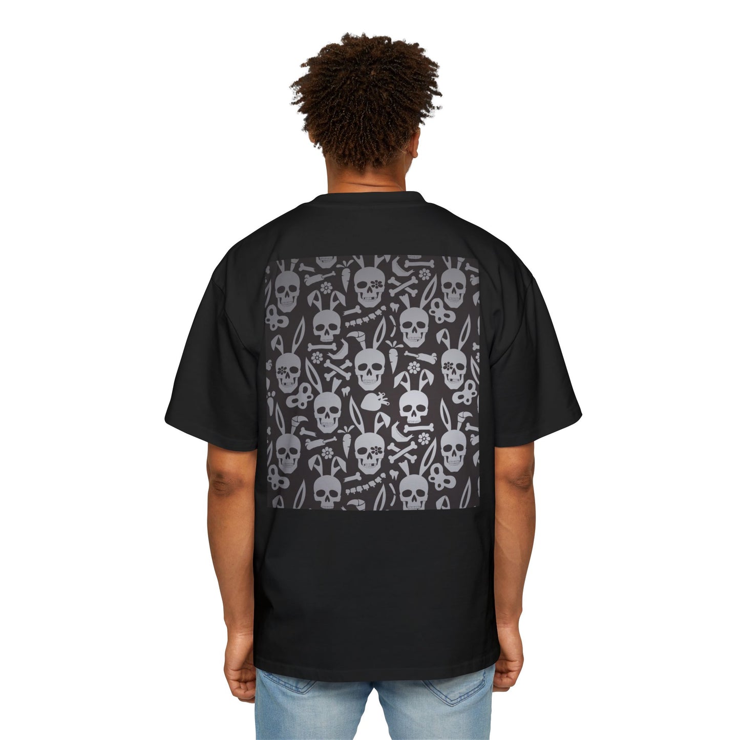 Men's Heavy Oversized Tee - Bold Eagle and Skull Print