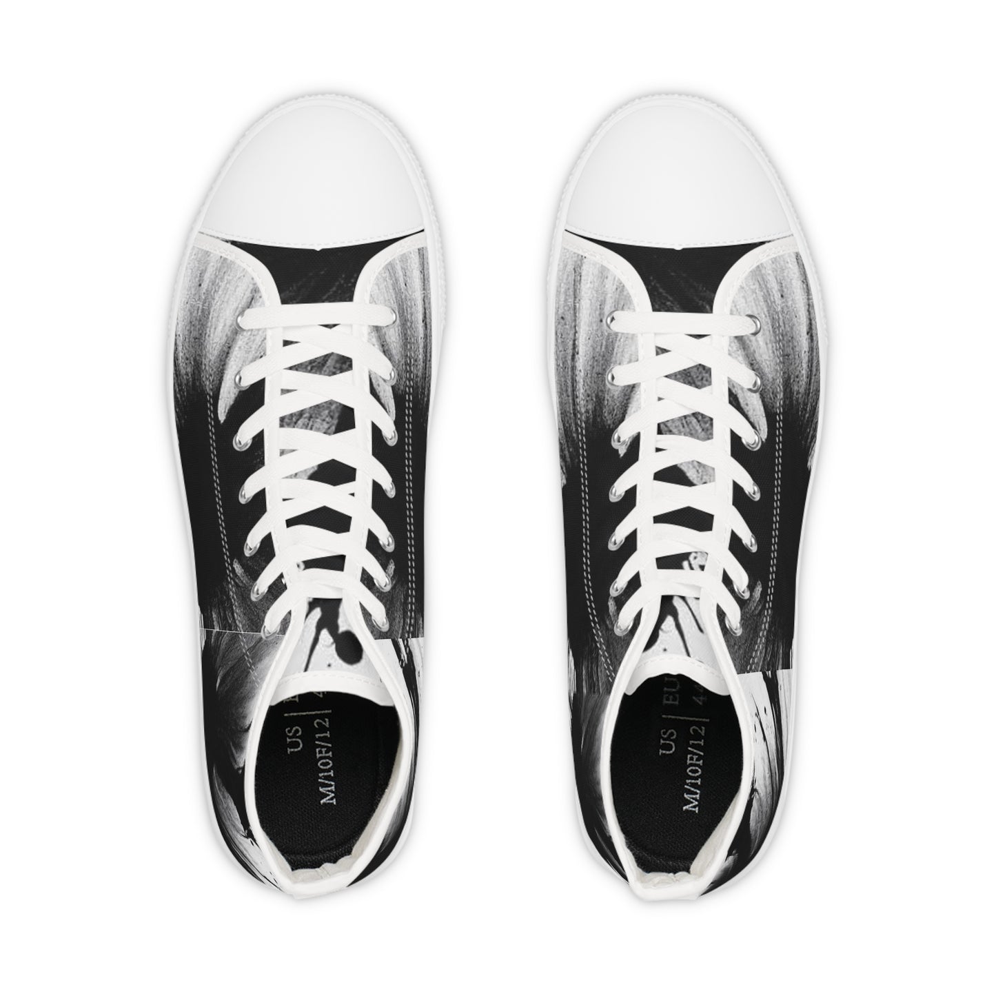 Stylish Black and White High Top Sneakers for Men - Trendy Art-Inspired Footwear