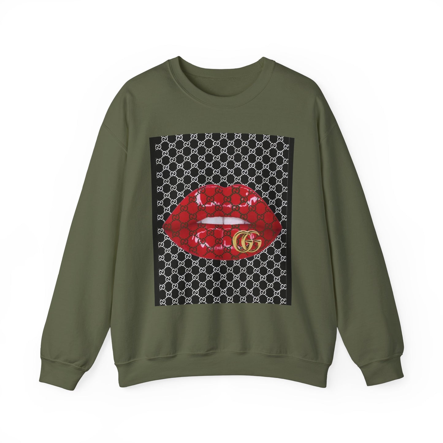 Trendy Unisex Graphic Crewneck Sweatshirt with Lip Design
