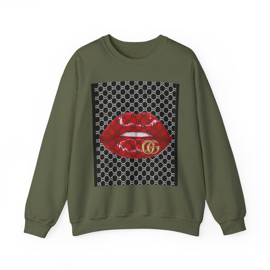 Trendy Unisex Graphic Crewneck Sweatshirt with Lip Design