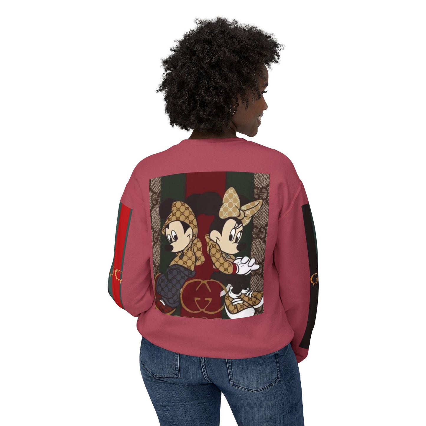 Gucci Inspired Unisex Crewneck Sweatshirt with Mickey & Minnie Design