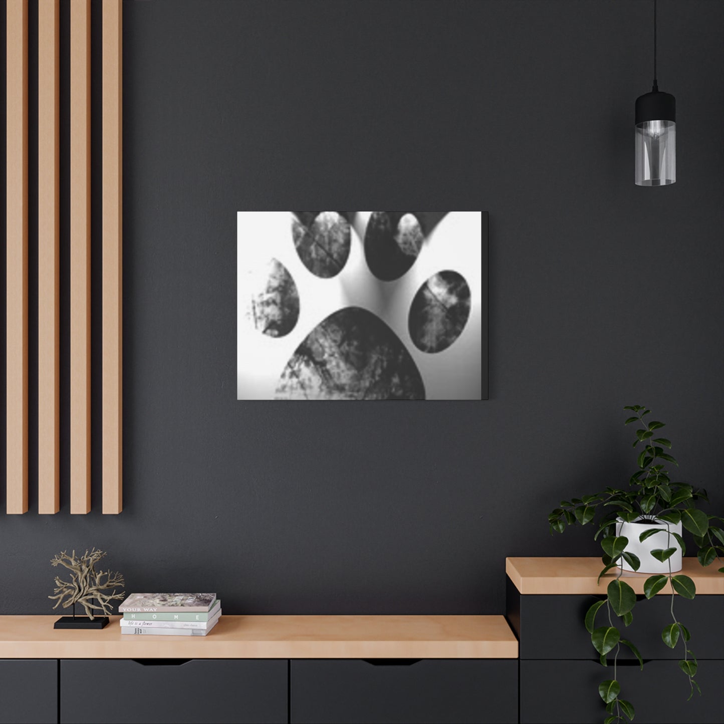 Black Paw Print Canvas Art - Modern Animal Decor for Pet Lovers