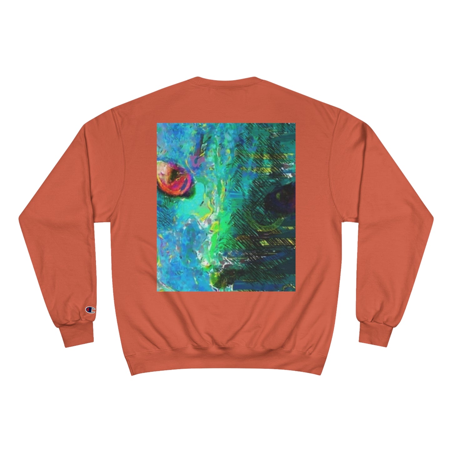 Vibrant Artistic Champion Sweatshirt with Eye Design