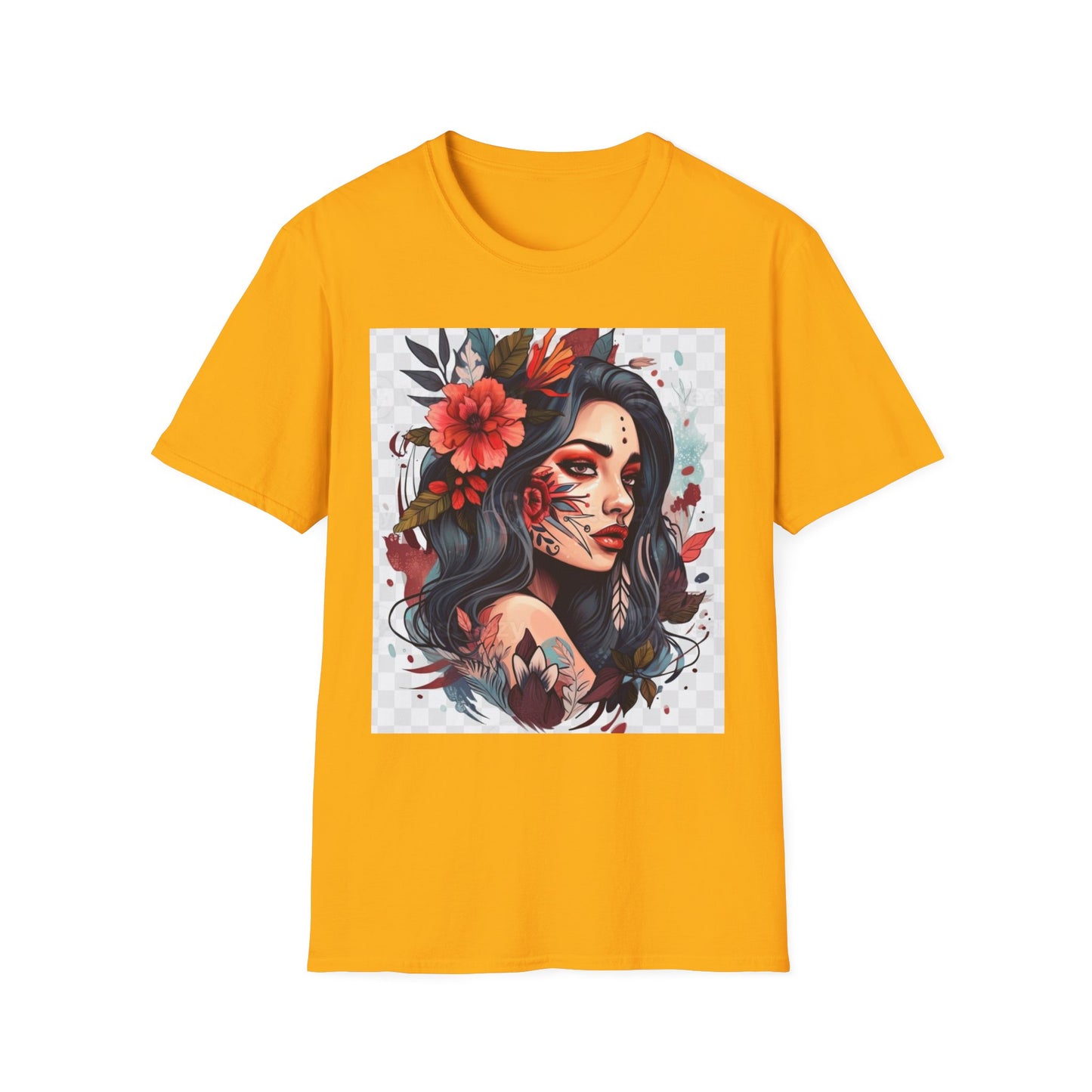 Bold Floral Art Unisex Softstyle T-Shirt