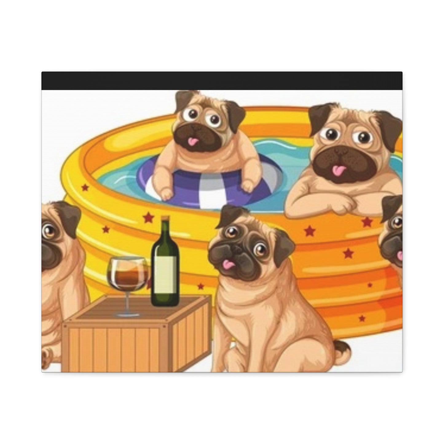 Pug Pool Party Canvas Art - Fun Pet Decor