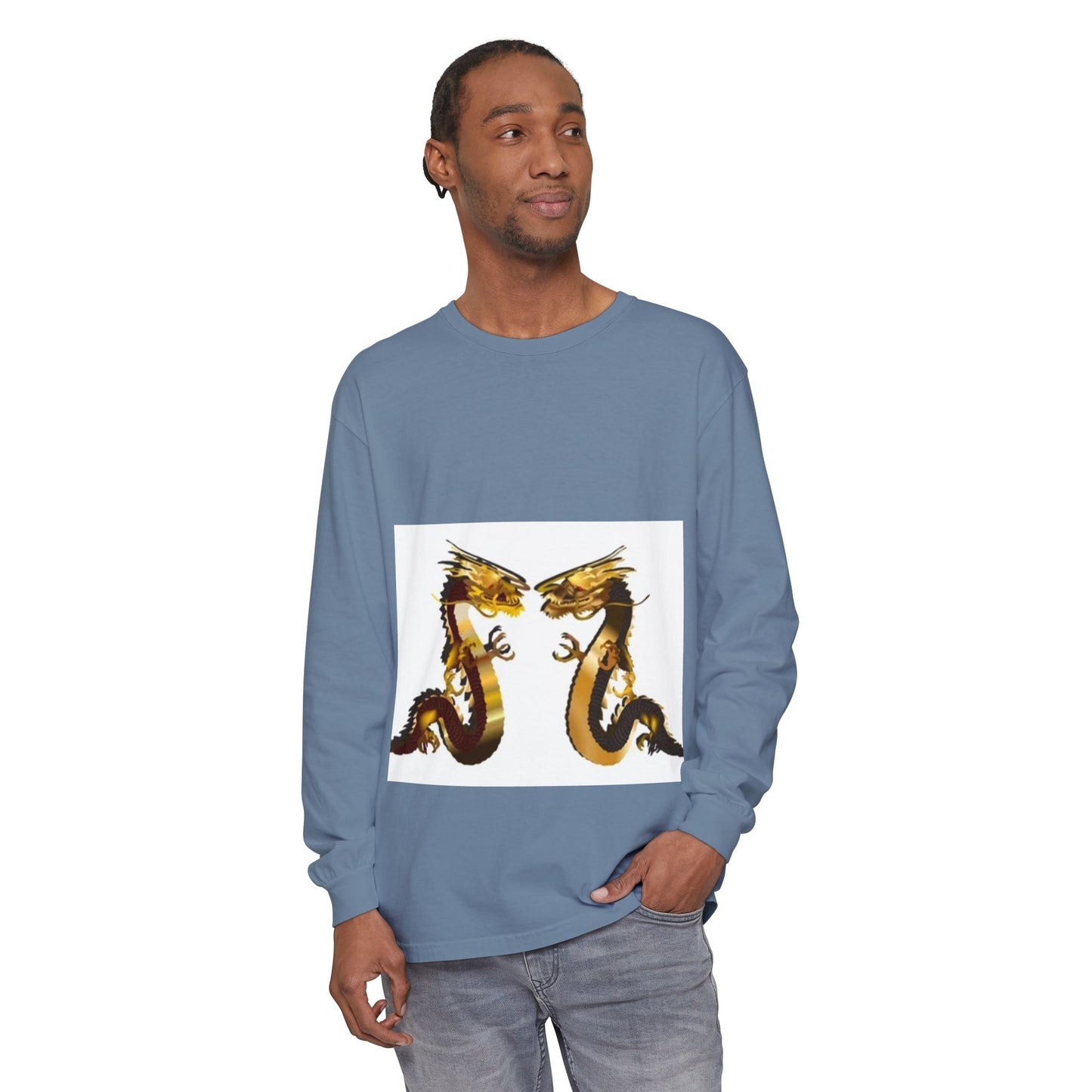 Dragon Duel Unisex Long Sleeve T-Shirt - Garment-Dyed Art Tee