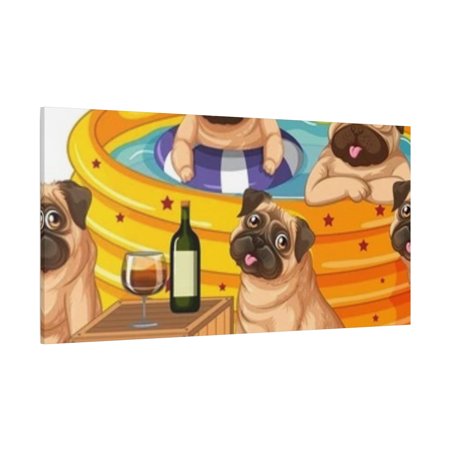 Pug Pool Party Canvas Art - Fun Pet Decor