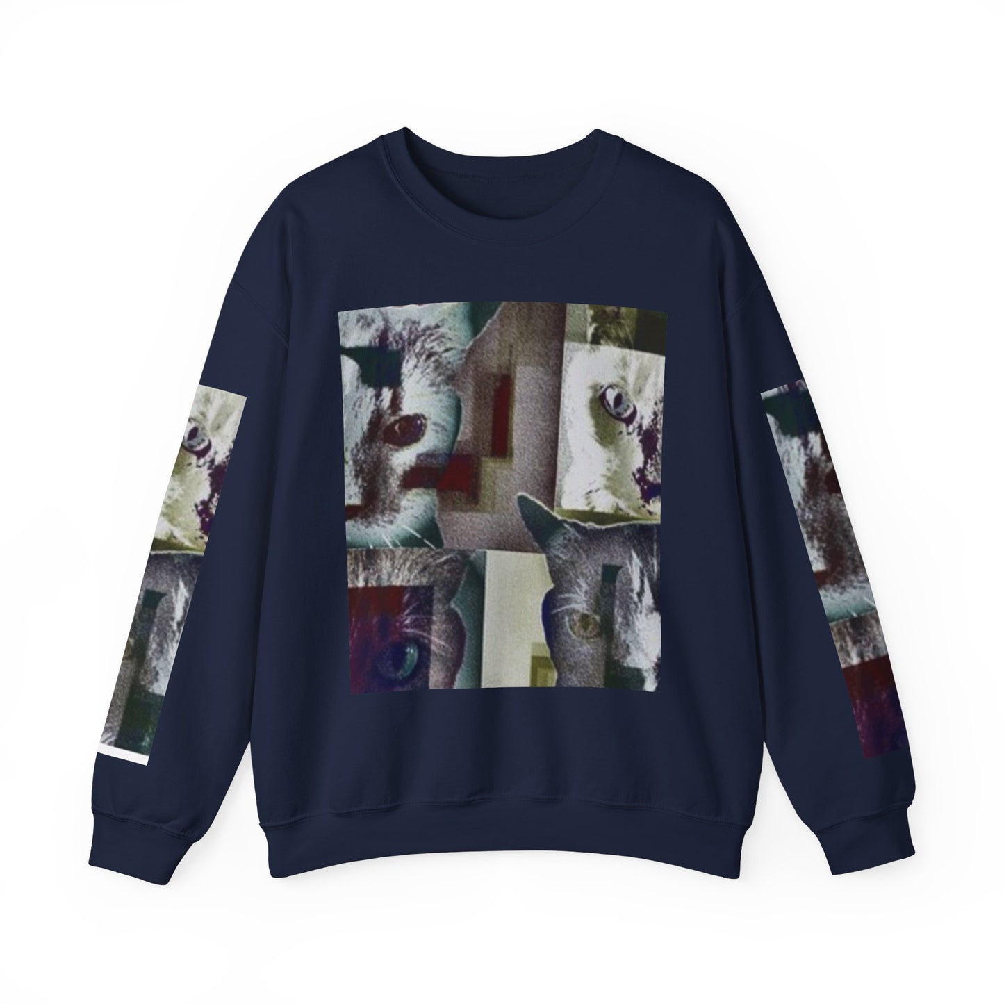 Cozy Cat Lover Crewneck Sweatshirt - Artistic Feline Design