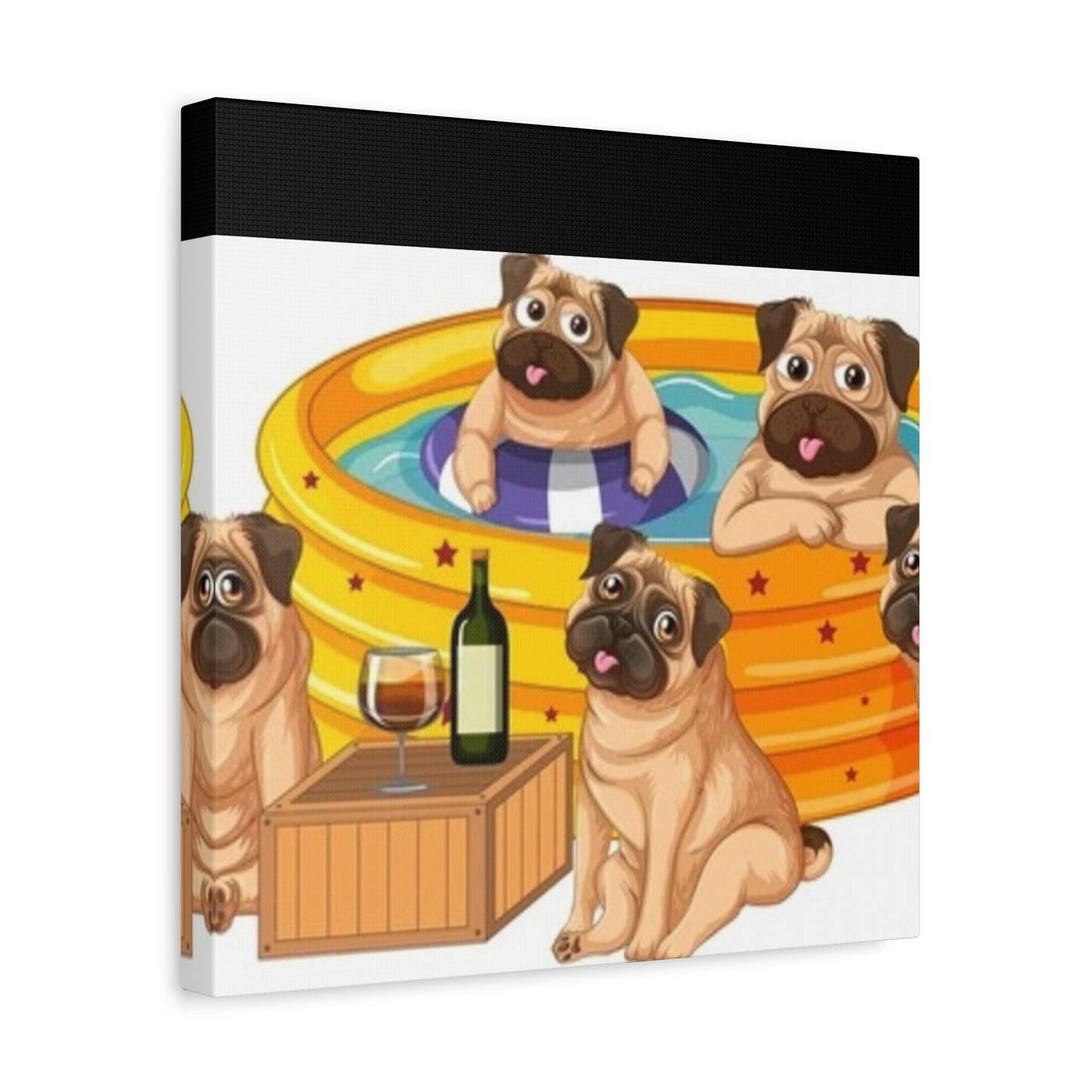 Pug Pool Party Canvas Art - Fun Pet Decor